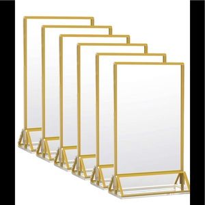 6 pc 5x7 Acrylic Clear/Gold Border Frames